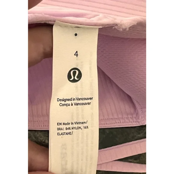 LULULEMON LIKE A CLOUD LONGLINE BRA B/C RIBBED PINK COLOR SIZE 4 NWT